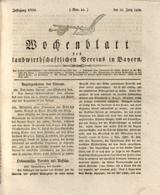 Wochenblatt des Landwirtschaftlichen Vereins in Bayern Dienstag 22. Juli 1828