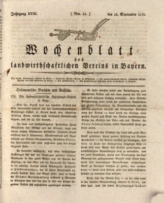 Wochenblatt des Landwirtschaftlichen Vereins in Bayern Dienstag 16. September 1828