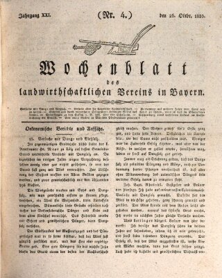 Wochenblatt des Landwirtschaftlichen Vereins in Bayern Dienstag 26. Oktober 1830