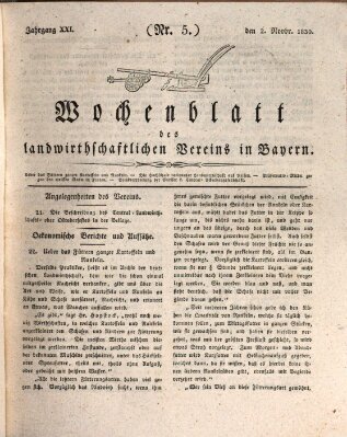 Wochenblatt des Landwirtschaftlichen Vereins in Bayern Dienstag 2. November 1830