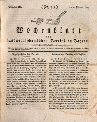 Wochenblatt des Landwirtschaftlichen Vereins in Bayern Dienstag 8. Februar 1831