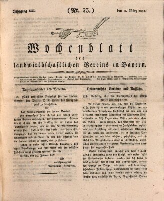 Wochenblatt des Landwirtschaftlichen Vereins in Bayern Dienstag 8. März 1831