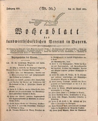 Wochenblatt des Landwirtschaftlichen Vereins in Bayern Dienstag 26. April 1831