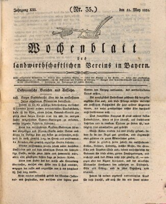 Wochenblatt des Landwirtschaftlichen Vereins in Bayern Dienstag 31. Mai 1831