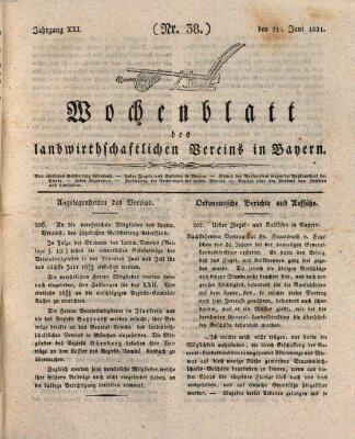 Wochenblatt des Landwirtschaftlichen Vereins in Bayern Dienstag 21. Juni 1831