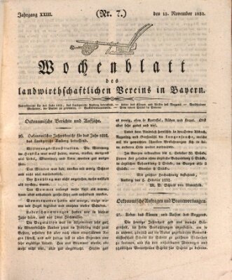 Wochenblatt des Landwirtschaftlichen Vereins in Bayern Dienstag 13. November 1832