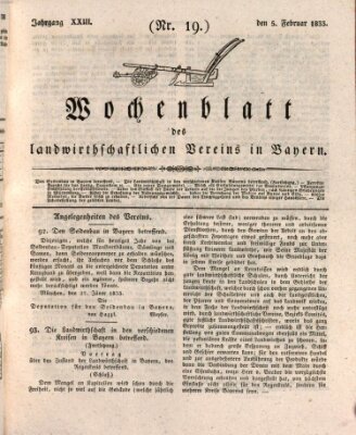 Wochenblatt des Landwirtschaftlichen Vereins in Bayern Dienstag 5. Februar 1833