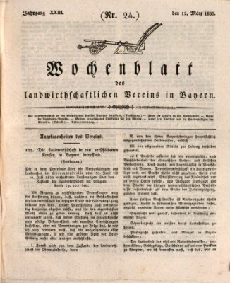 Wochenblatt des Landwirtschaftlichen Vereins in Bayern Dienstag 12. März 1833