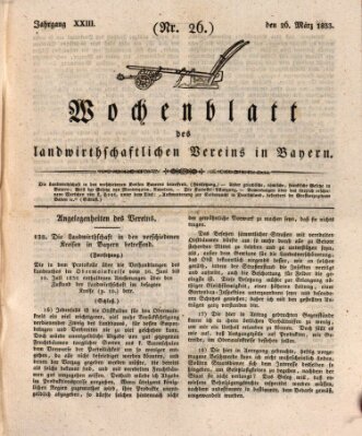 Wochenblatt des Landwirtschaftlichen Vereins in Bayern Dienstag 26. März 1833