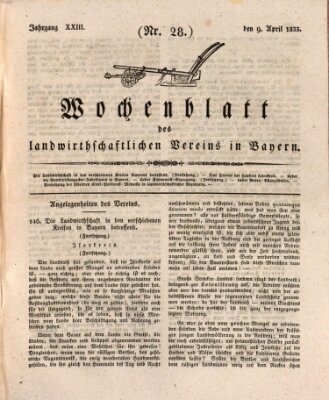 Wochenblatt des Landwirtschaftlichen Vereins in Bayern Dienstag 9. April 1833