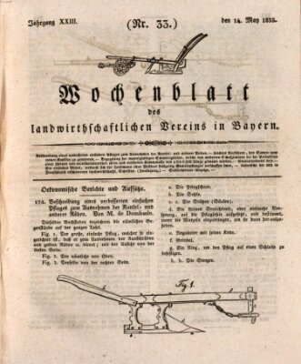 Wochenblatt des Landwirtschaftlichen Vereins in Bayern Dienstag 14. Mai 1833