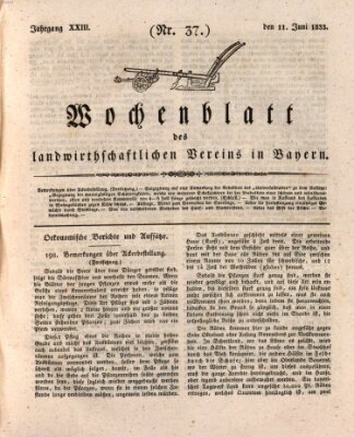 Wochenblatt des Landwirtschaftlichen Vereins in Bayern Dienstag 11. Juni 1833