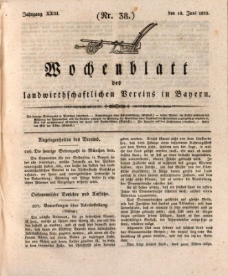 Wochenblatt des Landwirtschaftlichen Vereins in Bayern Dienstag 18. Juni 1833