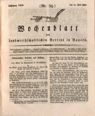 Wochenblatt des Landwirtschaftlichen Vereins in Bayern Dienstag 25. Juni 1833