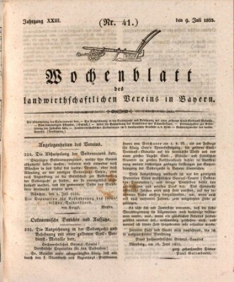 Wochenblatt des Landwirtschaftlichen Vereins in Bayern Dienstag 9. Juli 1833