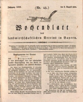 Wochenblatt des Landwirtschaftlichen Vereins in Bayern Dienstag 6. August 1833