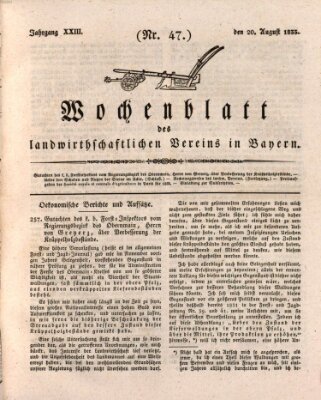 Wochenblatt des Landwirtschaftlichen Vereins in Bayern Dienstag 20. August 1833