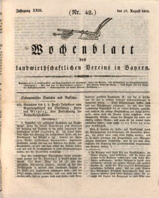 Wochenblatt des Landwirtschaftlichen Vereins in Bayern Dienstag 27. August 1833