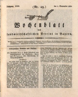 Wochenblatt des Landwirtschaftlichen Vereins in Bayern Dienstag 3. September 1833