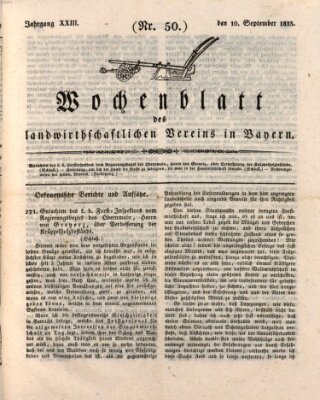 Wochenblatt des Landwirtschaftlichen Vereins in Bayern Dienstag 10. September 1833