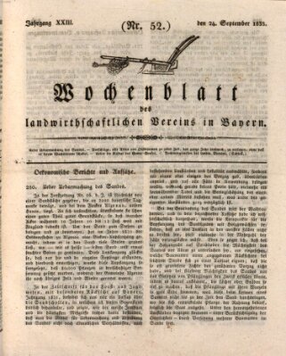 Wochenblatt des Landwirtschaftlichen Vereins in Bayern Dienstag 24. September 1833