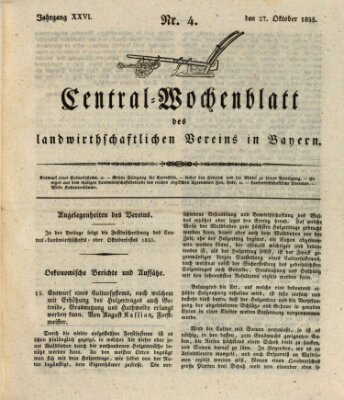 Centralblatt des Landwirthschaftlichen Vereins in Bayern (Wochenblatt des Landwirtschaftlichen Vereins in Bayern) Dienstag 27. Oktober 1835