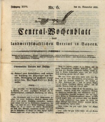 Centralblatt des Landwirthschaftlichen Vereins in Bayern (Wochenblatt des Landwirtschaftlichen Vereins in Bayern) Dienstag 10. November 1835