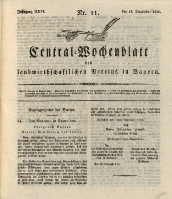 Centralblatt des Landwirthschaftlichen Vereins in Bayern (Wochenblatt des Landwirtschaftlichen Vereins in Bayern) Dienstag 15. Dezember 1835