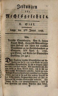 Zeitungen für Rechtsgelehrte Dienstag 8. Januar 1788