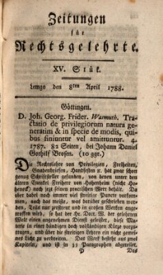 Zeitungen für Rechtsgelehrte Dienstag 8. April 1788