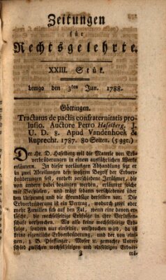 Zeitungen für Rechtsgelehrte Dienstag 3. Juni 1788