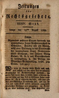 Zeitungen für Rechtsgelehrte Dienstag 19. August 1788