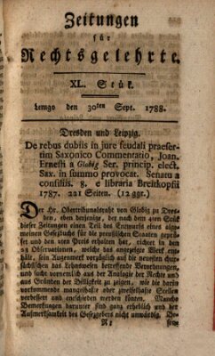 Zeitungen für Rechtsgelehrte Dienstag 30. September 1788