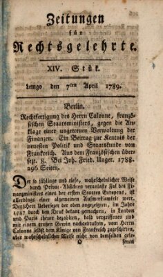 Zeitungen für Rechtsgelehrte Dienstag 7. April 1789