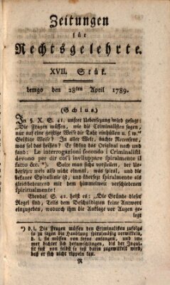 Zeitungen für Rechtsgelehrte Dienstag 28. April 1789