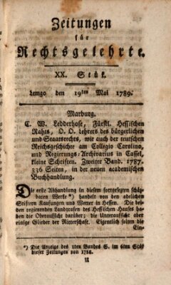 Zeitungen für Rechtsgelehrte Dienstag 19. Mai 1789