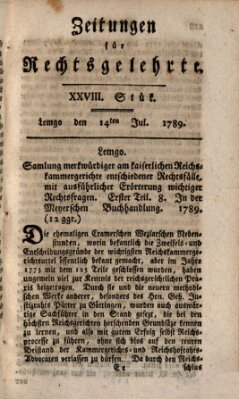 Zeitungen für Rechtsgelehrte Dienstag 14. Juli 1789