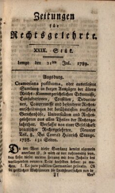 Zeitungen für Rechtsgelehrte Dienstag 21. Juli 1789