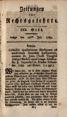 Zeitungen für Rechtsgelehrte Dienstag 28. Juli 1789