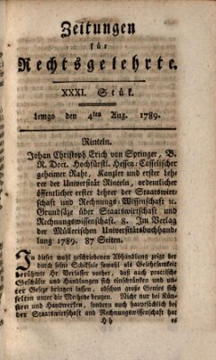 Zeitungen für Rechtsgelehrte Dienstag 4. August 1789