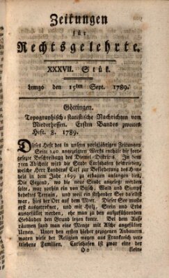 Zeitungen für Rechtsgelehrte Dienstag 15. September 1789