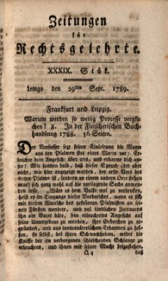 Zeitungen für Rechtsgelehrte Dienstag 29. September 1789