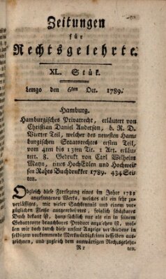 Zeitungen für Rechtsgelehrte Dienstag 6. Oktober 1789