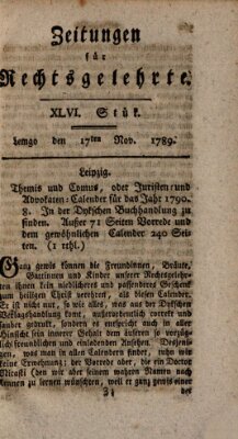 Zeitungen für Rechtsgelehrte Dienstag 17. November 1789