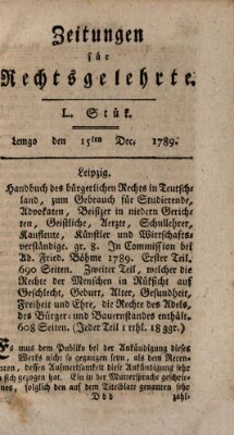 Zeitungen für Rechtsgelehrte Dienstag 15. Dezember 1789