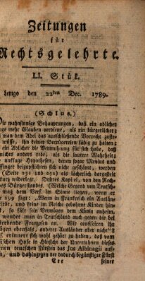 Zeitungen für Rechtsgelehrte Dienstag 22. Dezember 1789