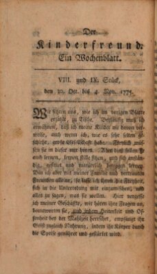 Der Kinderfreund Montag 30. Oktober 1775