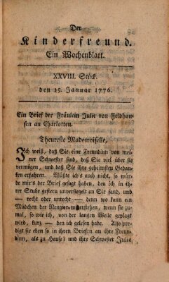 Der Kinderfreund Montag 15. Januar 1776