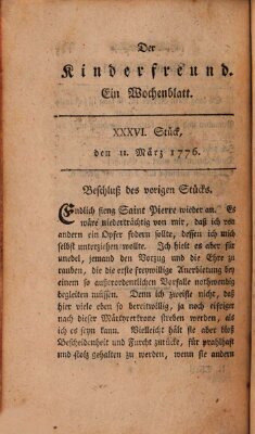 Der Kinderfreund Montag 11. März 1776