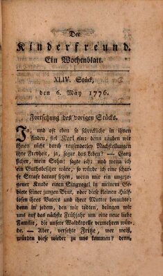 Der Kinderfreund Montag 6. Mai 1776